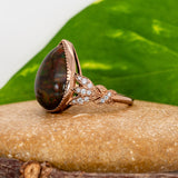 Briar Solid 14K Gold Ethiopian Black Opal Ring with Natural Diamonds Accents