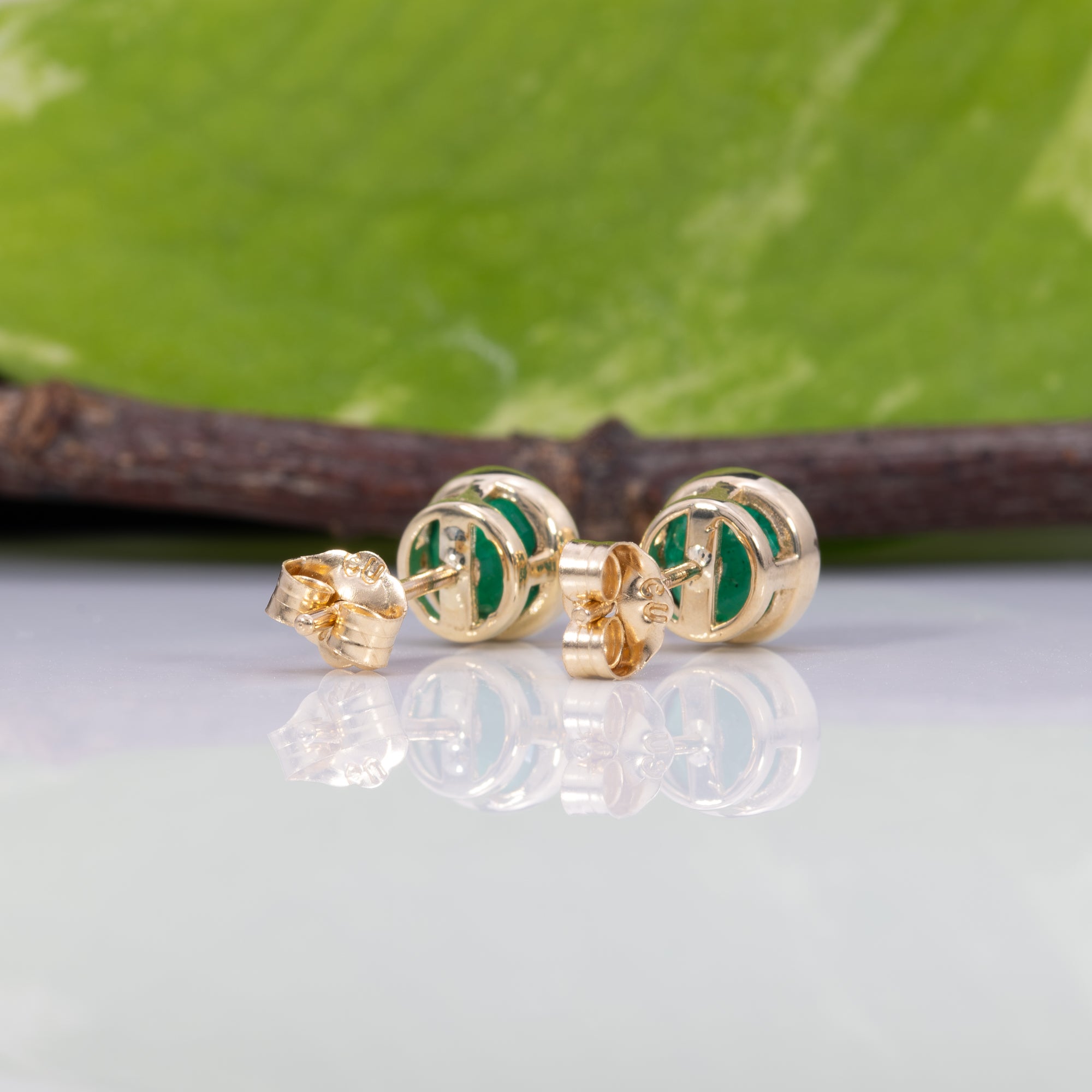 14K yellow gold zambian emerald earrings