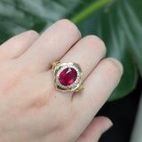 Eliora 14K Yellow Gold Madagascar Ruby and Diamond Ring | OV 10x8mm