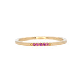 Minimalist Pink Sapphire Ring Band in Solid 14K Gold Jewelry | Thin Stackable Gemstone Ring