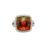 Noelle 14K White and Yellow Gold Bi-Color Tourmaline Diamond Ring | Cushion 13mm