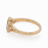 Keira Solid 14k Gold Blue Sapphire Ring with Natural Diamond Accents,8x6.5mm