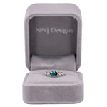 14K white gold indicolite tourmaline ring with diamond accents