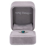 14K white gold indicolite tourmaline ring with diamond accents