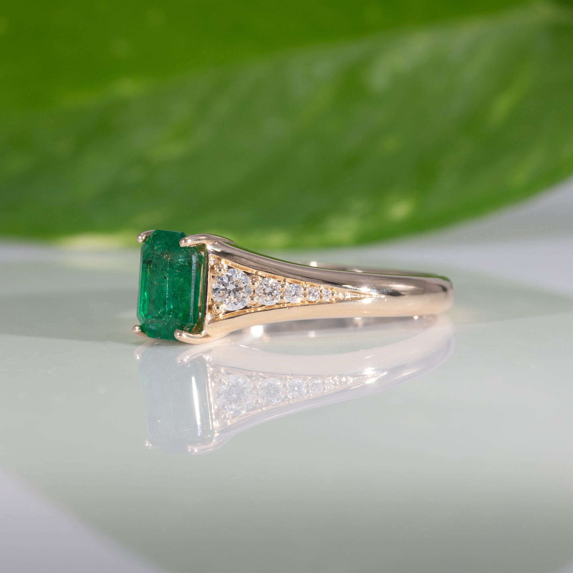 14K Yellow Gold Zambian Emerald Ring