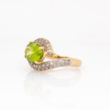 Yara Estate Peridot Ring with Natural Diamond Accents: 14k Solid Gold, 10x8mm