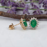 14K yellow gold zambian emerald earrings