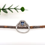 Hanshika 14K White Gold 2.18cts Ceylon Sapphire Diamond Ring | Cushion 8x6mm