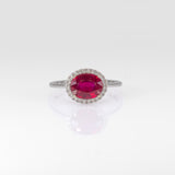 14K white gold Madagascar ruby ring with diamond accents