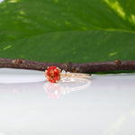 14K yellow gold padparadscha sapphire ring with diamonds