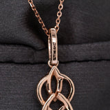 Estate 14K Solid Rose Gold Natural Diamond Accents Pendant | 26.5x8mm
