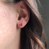 Pink Tourmaline Four Prong Solitaire Stud Earrings in Solid 14K Gold