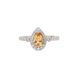 Neptune 14K White Gold Imperial Topaz and Diamond Ring | Pear Shape 7x5mm