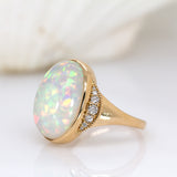 Kayla 14K Yellow Gold Ethiopian Opal and Diamond Ring | 17x12.5mm