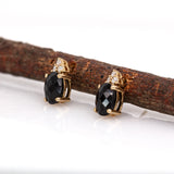 Dove 14k Yellow Gold  Black Spinel and Diamond Earrings |Oval 7x5mm