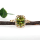 Daksha 14K Yellow Gold 2.7cts Sphene Diamond Ring | Cushion Cut  9x7mm