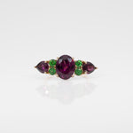 14K yellow gold purple garnet ring