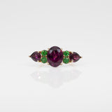 14K yellow gold purple garnet ring
