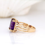 Elowen 14K Yellow Gold Solitaire Zambian Amethyst Ring | EM 10x8mm