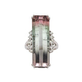 Love 14k White Gold Bi-Color Tourmaline  and Diamond Ring| EM 29.7x10mm