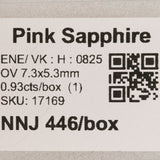 0.93 carat natural pink sapphire oval 7.3x5.3mm loose gemstone – view 2
