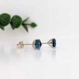 London Topaz Round Martini Solitaire Stud Earrings