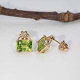 14K yellow gold peridot earrings