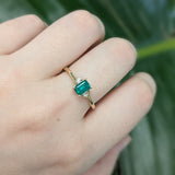 Kritika 14k Solid Yellow Gold Colombian Emerald Diamond Ring | EM 6x4mm