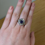 Tomie 14K White Gold 2.13cts Ceylon Sapphire Diamond Ring | Round 7mm