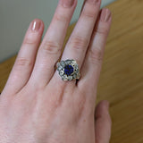 Tomie 14K White Gold 2.13cts Ceylon Sapphire Diamond Ring | Round 7mm