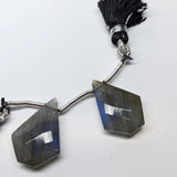 Natural Untreated Labradorite || Drilled Matching Pair ||  Shield Shape - Side Drilled || Beautiful Faceted Gem || 22x16x6