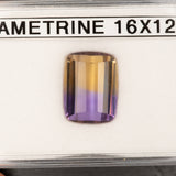 Natural Earth Mined Ametrine Cushion Cut Loose Gemstone – Bi-Color Purple & Golden Quartz, 16x12mm 10.88ct Collector Gem
