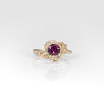 14K yellow gold purple garnet estate ring