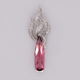 3.2Ct Pink Tourmaline Pendant with Earth Mined Diamond Accents in Solid 18K Gold, 22x6mm - Elegant and Timeless Design