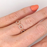 Charvi Solid 14K Rose Gold Natural Diamond Band Ring | Interlock Chain Design | Fine Jewelry