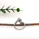 Sarah 14K White Gold 2cts Ceylon Sapphire Diamond Ring | Round 7mm