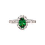 Avienne Solid 14k White Gold Tsavorite Garnet Ring with Natural Diamond Accents | 7x5mm