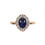Chandra 14K Rose Gold 1.76Cts Ceylon Sapphire Diamond Ring | Oval 8x6mm