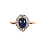Chandra 14K Rose Gold 1.76Cts Ceylon Sapphire Diamond Ring | Oval 8x6mm