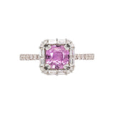 Maeve 14K White Gold Pink Sapphire and Natural Diamonds Ring | CU 6mm