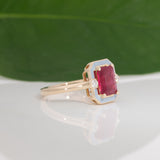 scarlet and gray ruby game day ring in 14K yellow gold