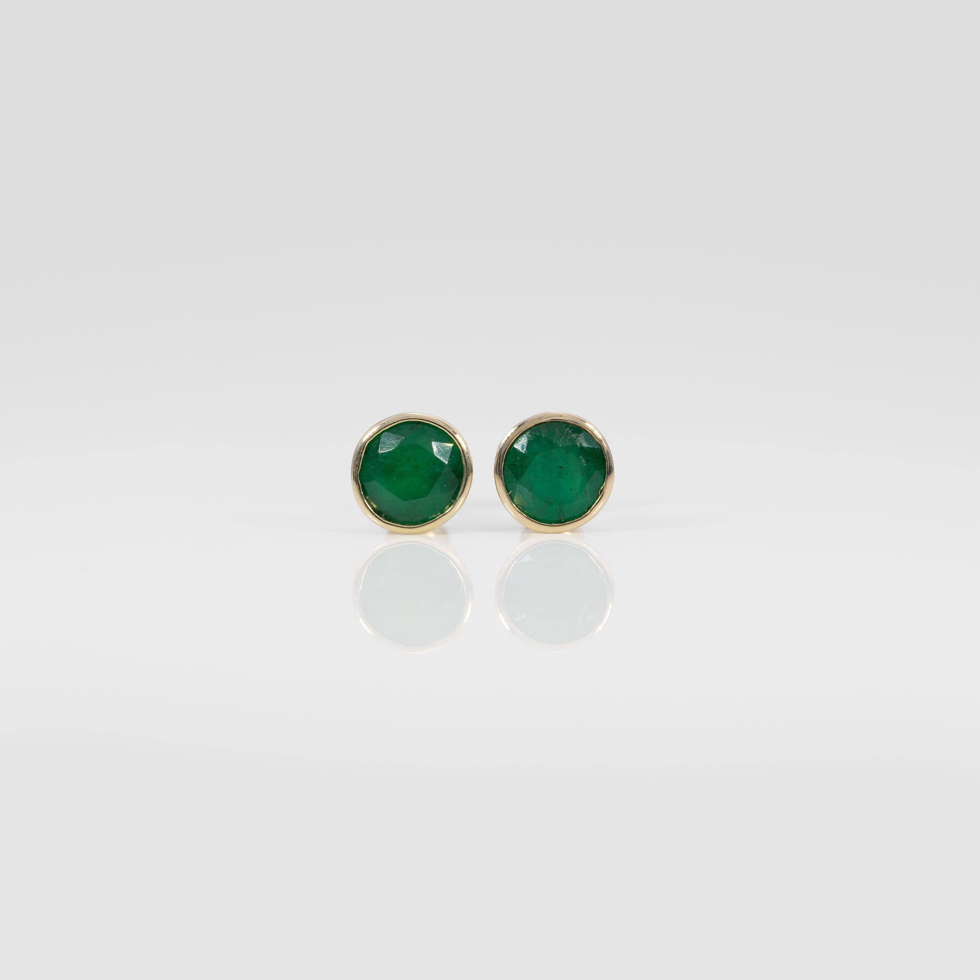14K yellow gold zambian emerald earrings