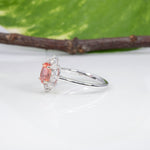 14K white gold padparadscha sapphire ring with diamond accents