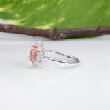 14K white gold padparadscha sapphire ring with diamond accents