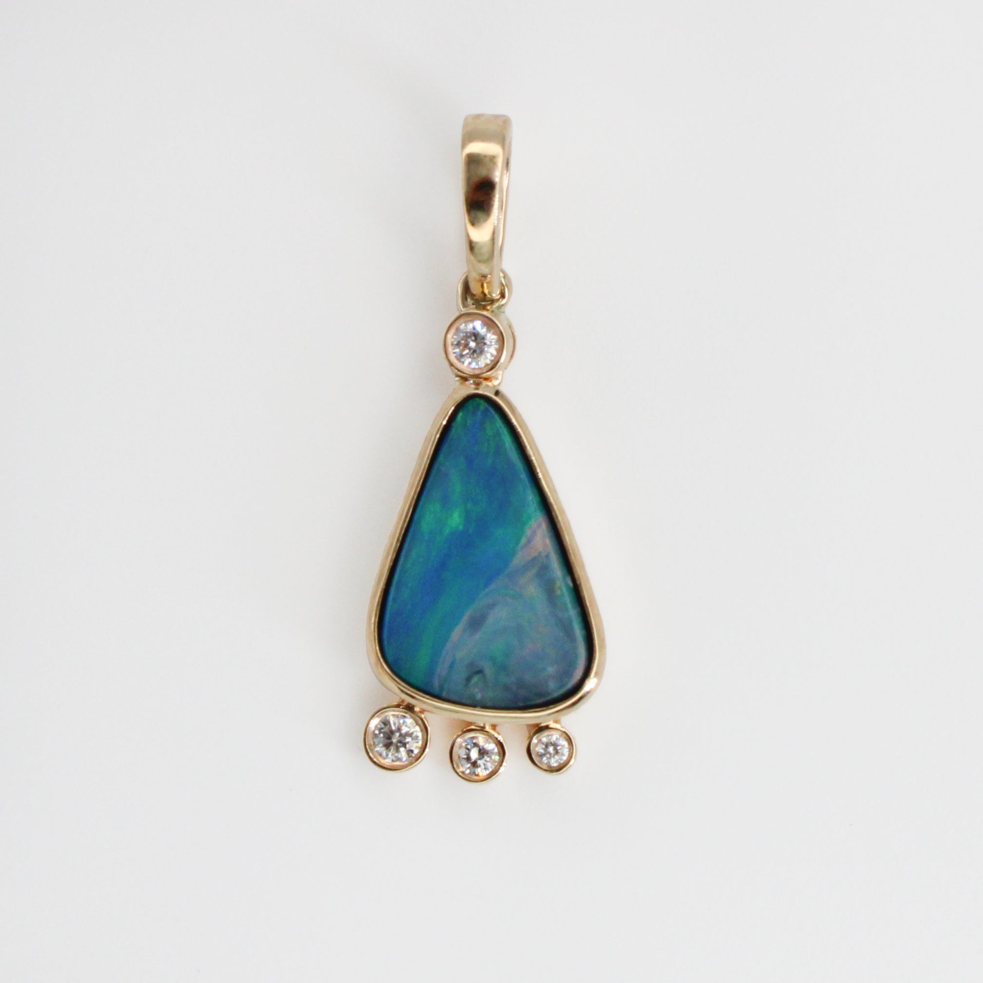 Revi 14K Yellow Gold 2.20cts Boulder Opal  Diamond Pendant