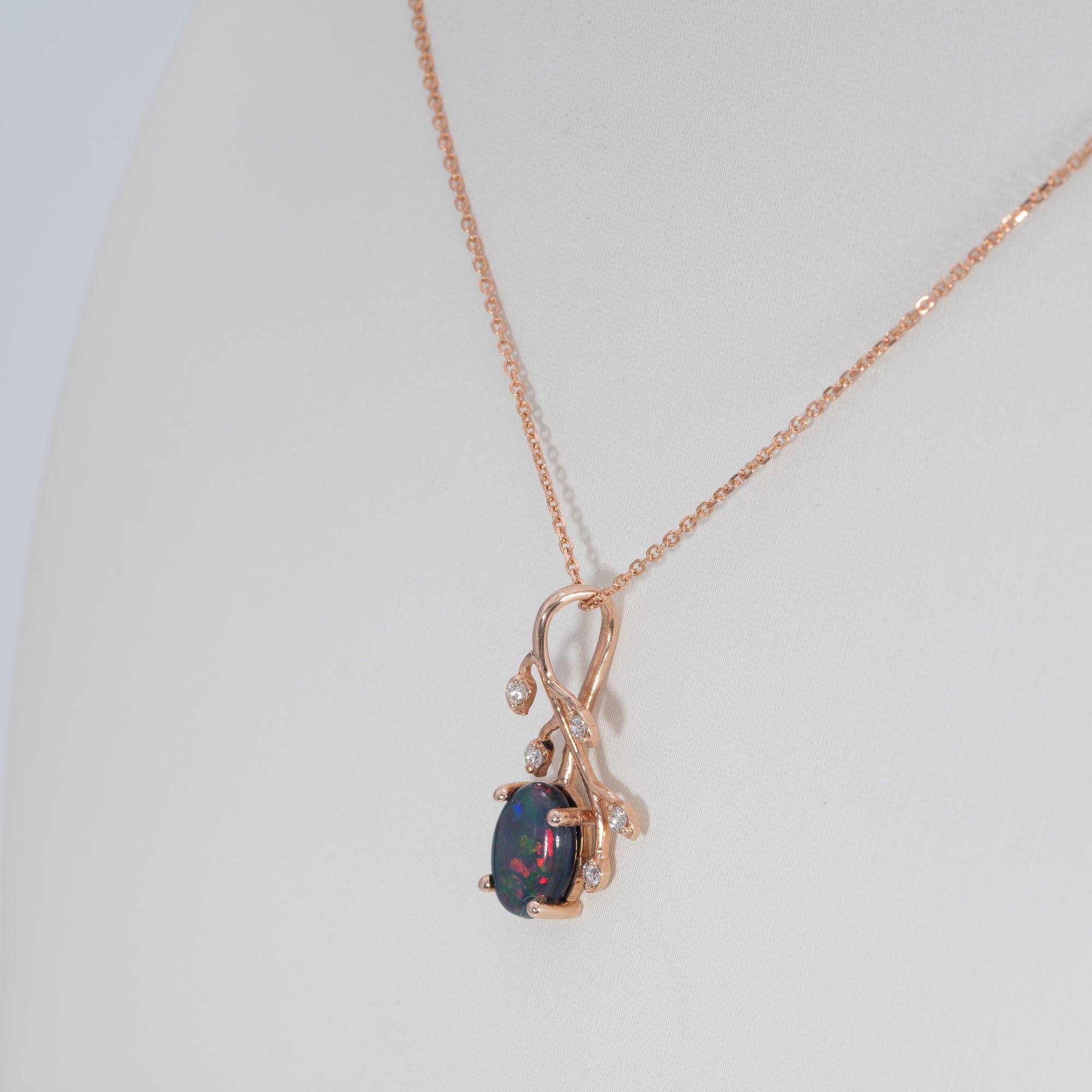 14K rose gold black opal pendant