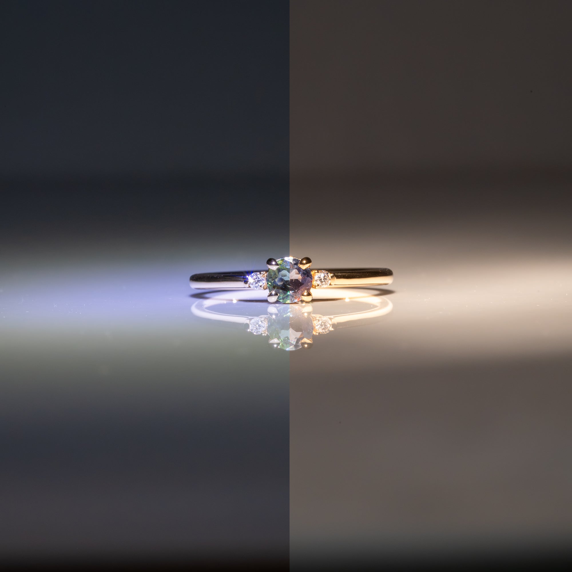 14K yellow gold alexandrite ring