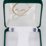Isle | Genuine AAA Tanzanite Solitaire Studs, Emerald Cut 6x4mm, Solid 14K Gold (Yellow White Rose), Natural Tanzanite Earrings, Anniversary Gift for Women