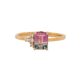 Varu 14K Yellow Gold Bi-Color Tourmaline and Diamond Ring | EM 6.4x5mm