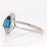 Grace 14K White Gold London Blue Topaz and Diamond Ring | PE 9x7mm